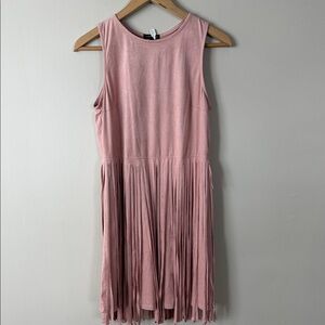 Elegant Sleeveless Pink Fringe Dress